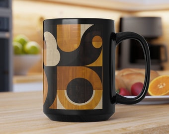 15 oz Midcentury Modern Coffee Mug, Retro coffee mug, Abstract Mug, teacup, Geometric Mug, Groovy, vintage, MCM kitchenware