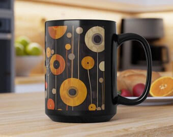 15 oz Midcentury Modern Coffee Mug, Retro coffee mug, Abstract Mug, teacup, Geometric Mug, Groovy, vintage, MCM kitchenware, floral