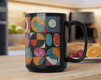 15 oz Midcentury Modern Coffee Mug, Retro coffee mug, Abstract Mug, teacup, Geometric Mug, Groovy, vintage, MCM kitchenware