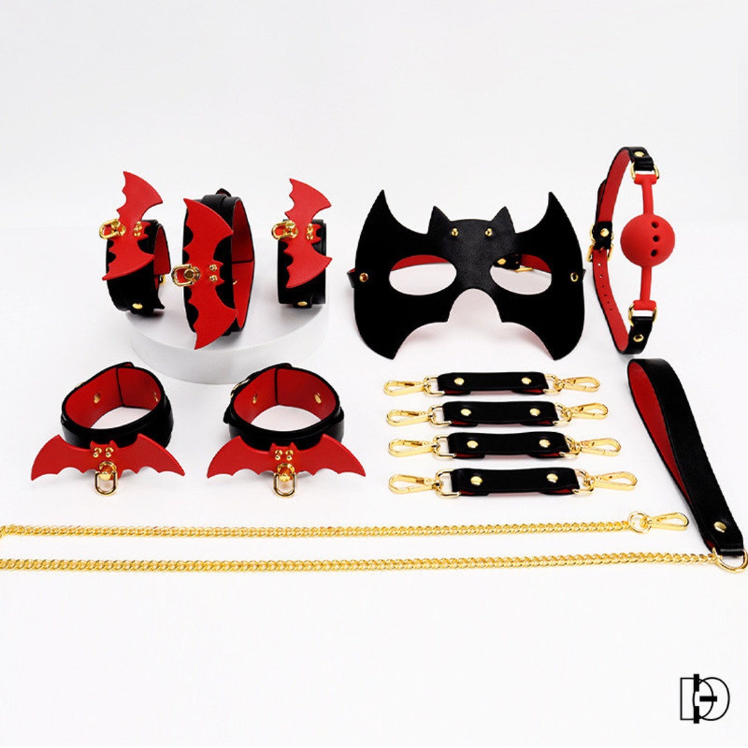 Bat Bondage Kit With Leather Equipment Luxury Leather BDSM Bondage Set ...