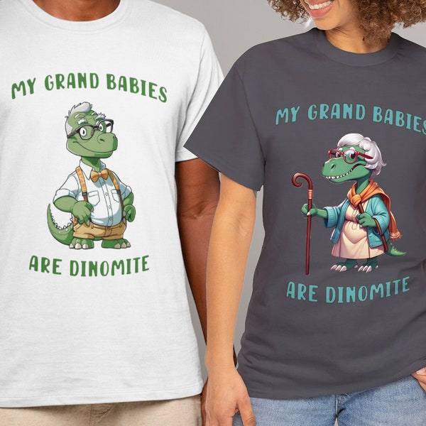 Stylish Grand babies Are Dinomite Tee, Grandma Dinosaur Tee, Dino, Grand babies, Gift, Mother's Day, Shirt, Grandpa Dino, Grandparents