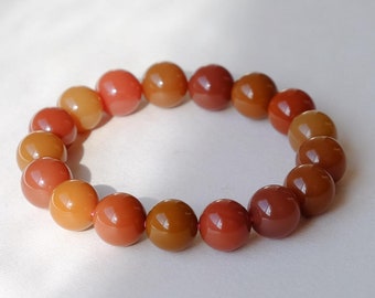 12mm Alashan Brcelet | Toffee Bracelet | Alashan Agate | Stretchable | Gift Bracelet |  Natural Gemstone Bracelet | Hand Select Beads