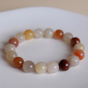 High Grade Rabbit Hair Quartz Bracelet | Rutile Quartz | Stretchable | White/Orange/Burgundy | 10mm Beads | Hand selected and beaded