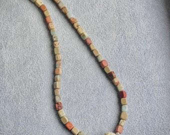 Handmade Alashan Beaded Necklace | Planet Carved Alashan Bead | Earthy Colour Necklace Original Design | Unique Handmade Gift