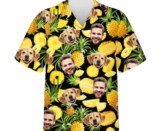 Personalized Photo Hawaiian Shirt, Custom Face Hawaiian Shirt, Dog Cat Hawaiian Shirt, Tropical Summer Beach Aloha Hawaiian Shirt