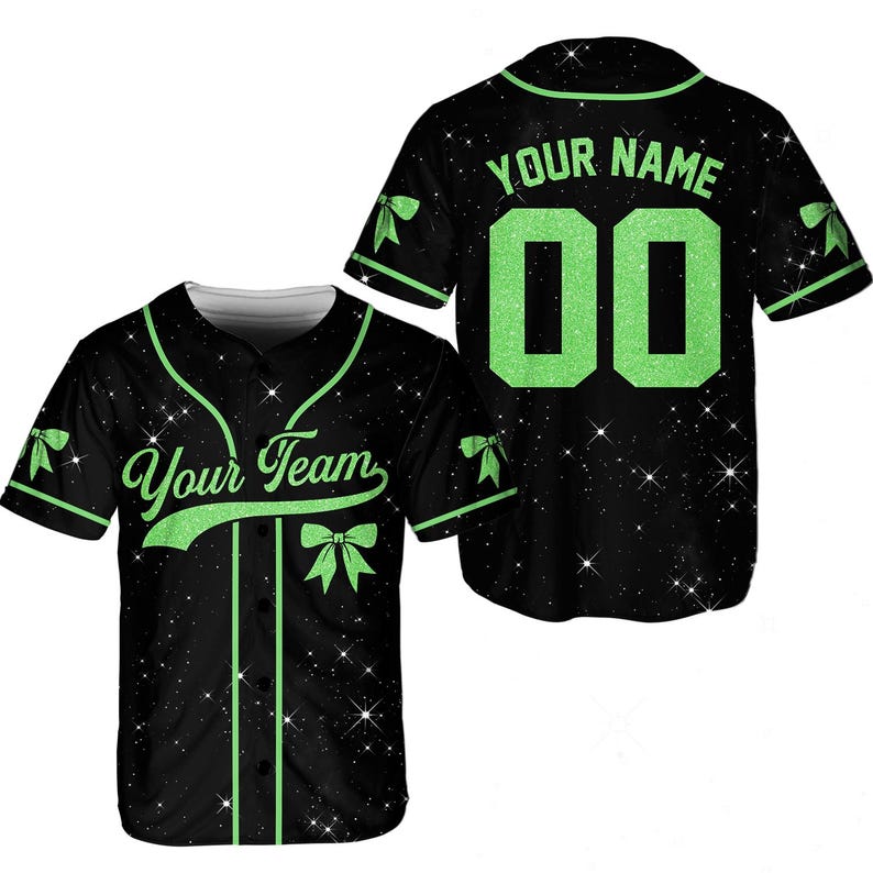 Personalized Name Number Bow Ribbon Baseball Jersey, Custom Cheer Women