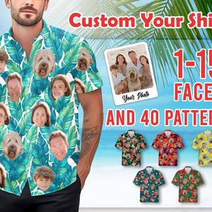 Custom Face Hawaiian Shirts, Personalized Men Women Regular Fit Hawaiian Button Up Shirts, Custom Face Shirts Summer Gifts