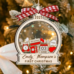 Babys erste Weihnachtsverzierung, personalisierte Neugeborenen Baby Andenken, Benutzerdefinierte neues Baby Geschenk, 4D Shake Babys Ornament, Babyparty