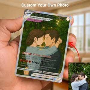 Custom Poke Anniversary Card - Personalized Couple Trading Card Gift - Anime Trading Card - Custom Photo Gift