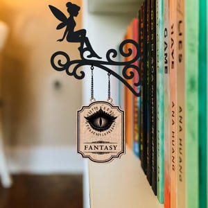 Custom Wooden Book Tavern Signs, Bookshelf decor, Library Organisers, Book Genre Dividers, Book Lover Gift, Personalized Bookish Gift