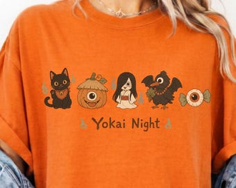 Cute Yokai Shirt Japanese Halloween Tee Kawaii Yokai Gift Japan Folklore Shirt Cute Ghost Shirt Japanese Mythology Halloween Tee