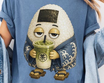 Onigiri Matcha T-shirt for Japanese Food Lover Tee for Convenience Store Fan Gift for Japan Traveler Shirt for Green Tea Lover Kimono Tee