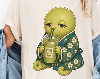 Matcha Octopus T-shirt for Japanese Food Lover Tee for Convenience Store Fan Gift for Japan Traveler Shirt for Kawaii Sea Life Kimono Tee