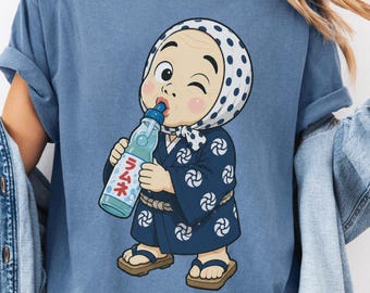 Hyottoko Ramune T-Shirt for Japanese Festival Lover Tee for Convenience Store Fan Gift for Japan Traveler Shirt for Kawaii Yokai Tee