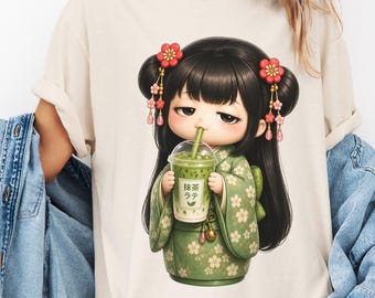 Kokeshi Doll T-Shirt for Japan Lover Tee for Matcha Lover Gift for Japanese Culture Fan of Kawaii Anime Lover Tee for Japan Traveler Gift