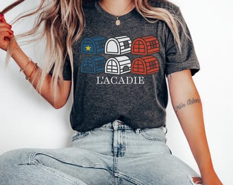 Acadian Flag Lobster Traps Shirt  Maritime Pride Tee with Blue, White & Red Lobster Fishing Traps Acadian Shirt Acadie Festival Tshirt Gift