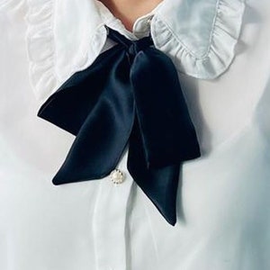 Black silk skinny scarf, silk hair ribbon, hair bow, neck scarf, neck tie, neck choker, headband, handmade gift, Made in Canada