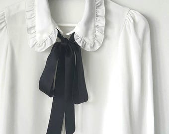 Black long silk skinny scarf, silk hair ribbon, hair bow, neck scarf, neck tie, neck choker, silk sash belt, headband, made in Canada