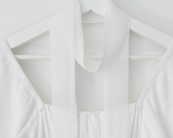 Ivory Silk Chiffon Scarf: Handmade Hair Ribbon, Neck Tie