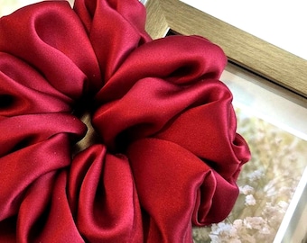 Oversize extra large silk scrunchies, 100% Silk white scrunchies, red scrunchies, black scrunchies, XL hair tie, handmade gift birthday gift