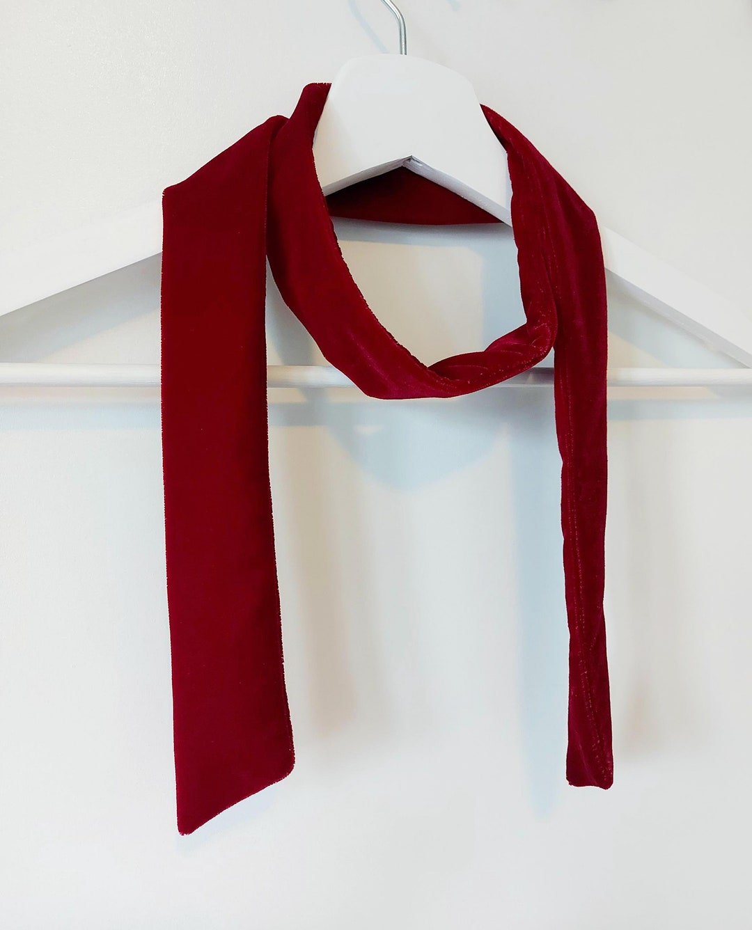 Scart Ribbon Red Velvet Skinny Scarf, Hair Ribbon, Hair Bow, Neck Scarf, Necktie ...