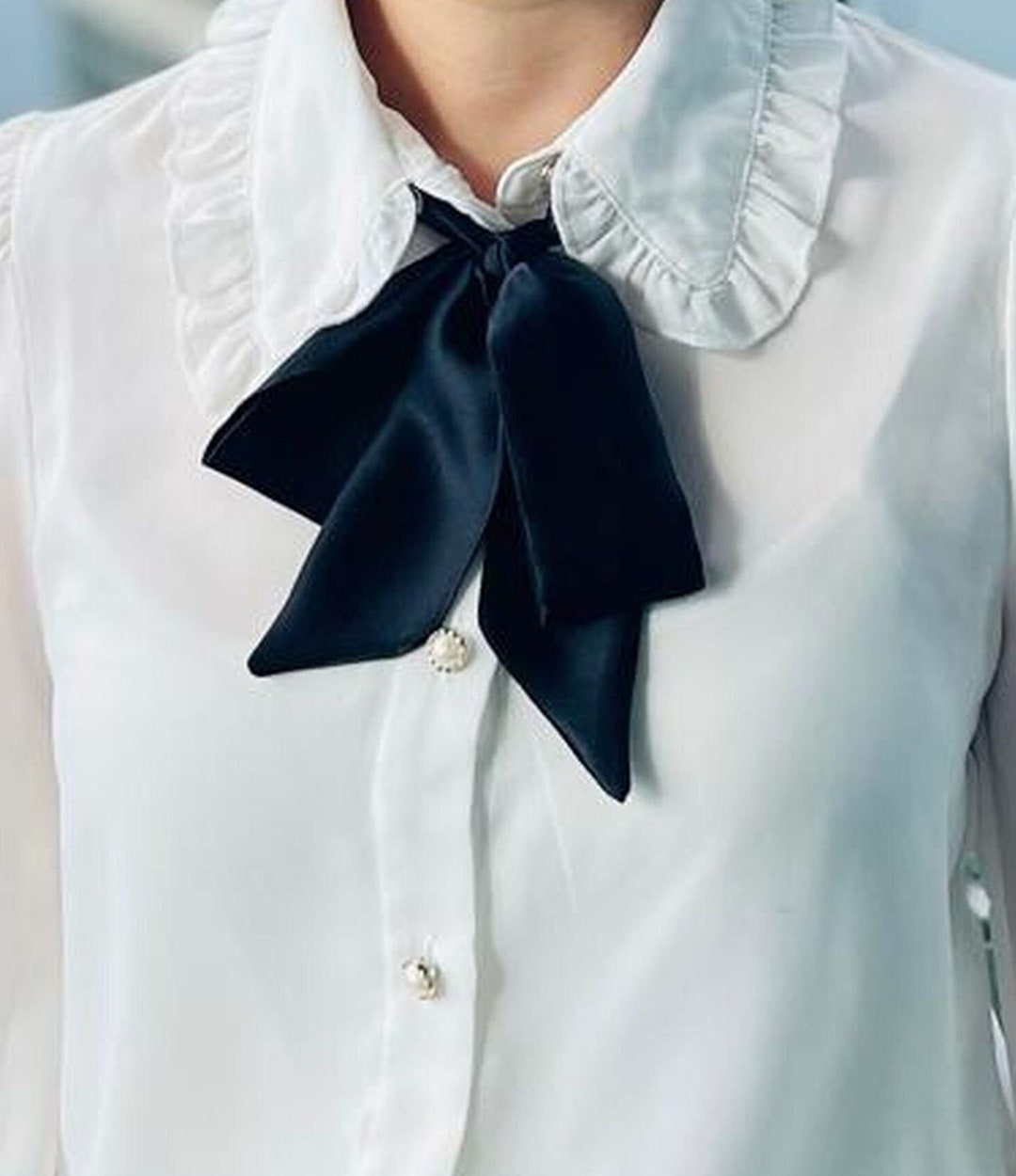 Scart Ribbon Black Silk Skinny Scarf, Silk Hair Ribbon, Hair Bow, Neck Scarf, Neck ...