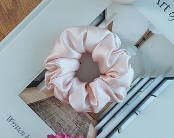 Ballet Pink Classic Pure Silk Scrunchie, Handmade, Hair ties, Soft, Elegant, Gift, Bridesmaid