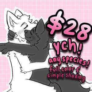 Cuddling Fursona Art, Custom YCH (Digital Download)
