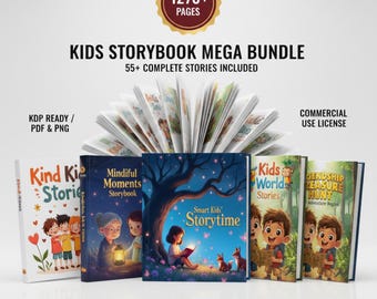 1270+ Kids Storybook KDP Interior Bundle | Moral Bedtime Stories PDF | Commercial Use Resell PLR | Adventure Tales for Toddlers