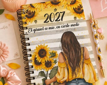 Sunflowers 2027-2028 Printable Planner | Editable PowerPoint | Sunflower Floral Planner | Instant Download | Spanish