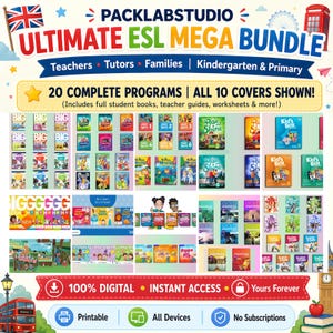 ULTIMATE ESL Mega Bundle | 20 English Teaching Programs | Primary & Kindergarten Curriculum | ESL Teacher Resources | Digital Language Pack