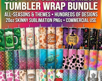 Mega Tumbler Wrap Bundle, 20oz Skinny Sublimation Designs, All Seasons PNG, 3D St Patricks, Easter, Fall, Animal, Commercial Use Download