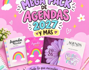 Pack of 60 Printable 2026-2027 Planners (Editable PowerPoint/PDF) | Kawaii School Planner for Girls | Instant Download (Spanish)