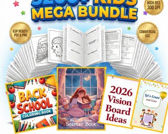 3200+ Kids Activity & Storybook Mega Bundle | KDP Interior Coloring, Writing Prompts, Worksheets | Commercial Use Learning PDF