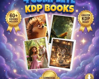 Mega Kdp Storybook Bundle, 4 Kids Bedtime Stories, Childrens Book Interior, PDF PNG, Commercial Use, Amazon Kdp Ready, Digital Book