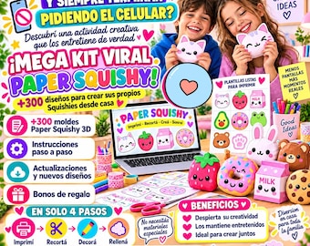Mega Kit Paper Squishy 3D Printable PDF | +300 Templates for Kids' Crafts | Create Paper Toys | Screen-Free Family Time Activity