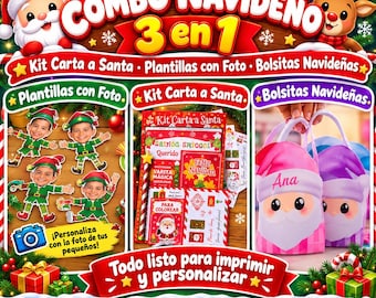3-in-1 Christmas Combo | Letter to Santa Kit + Photo Templates + Christmas Goodie Bags | Canva Printable | Instant Download