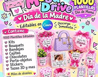 1000 Mother's Day Templates | Editable Digital Pack for Canva | Kits, Bouquets, Boxes, Stickers | Instant Download