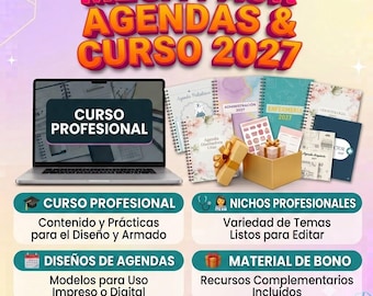 Megapack 2027 Planners for Professions and Printables, Spanish Entrepreneur Pack, Design Course, PowerPoint Templates for Business Stationery