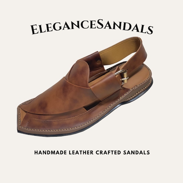 Hand Made Traditional Style Peshawari Leather Sandal (Kaptan Style) Comfortable Double Sole (Various Sizes)