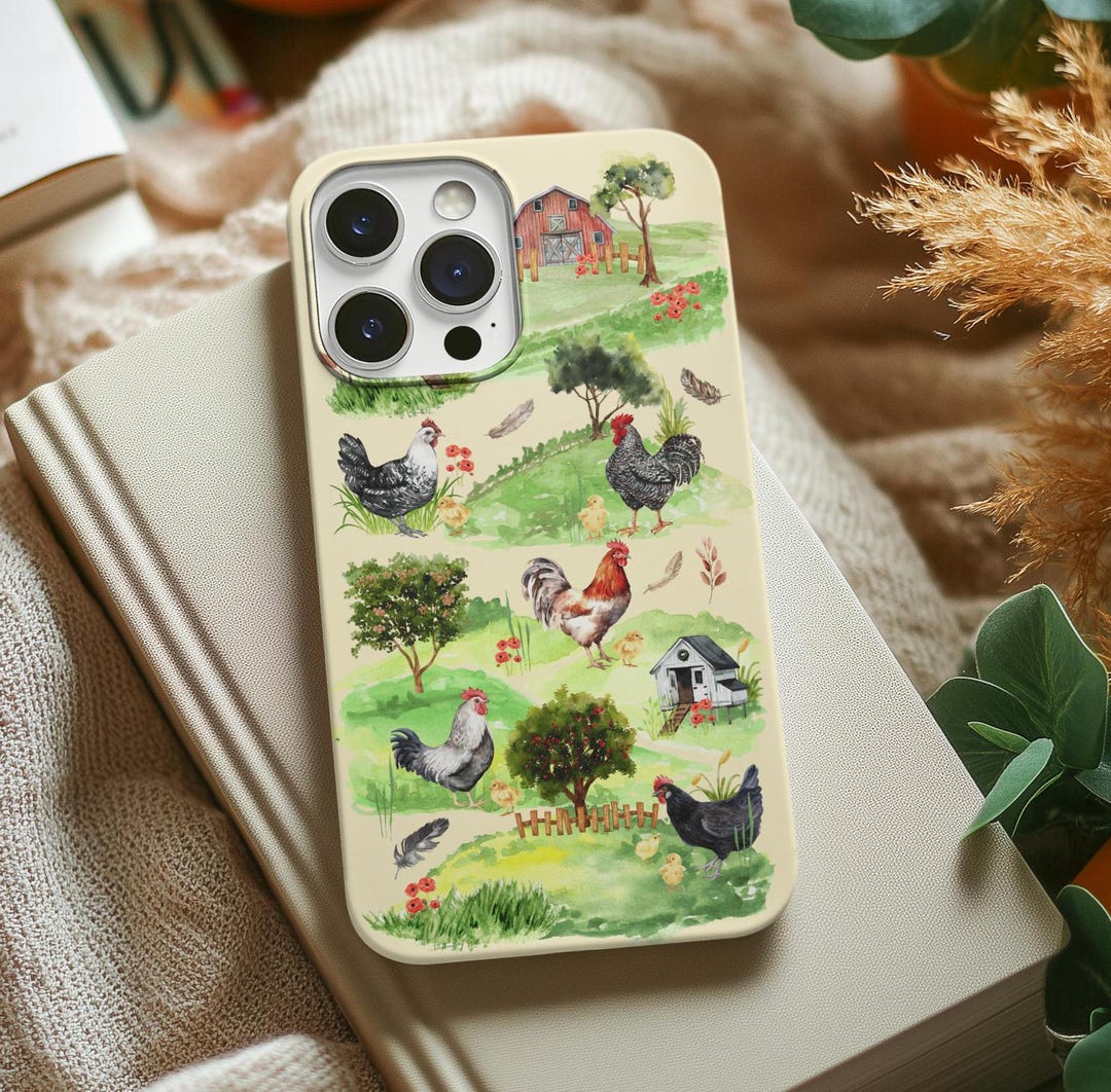 Barnyard Chickens Phone Case | Farmhouse Cottagecore Style - Etsy