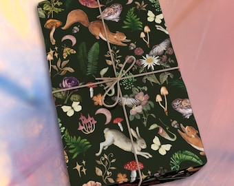 Whimsical Woodland Animals Gift Wrap | Cottagecore Fairy Tale