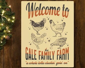 Personalized Retro Chicken Farm Sign: Custom Metal Art Decor