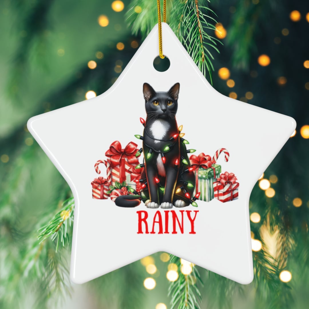 Personalized Tuxedo Cat Christmas Ornament, Festive Pet Lover Gift - Etsy