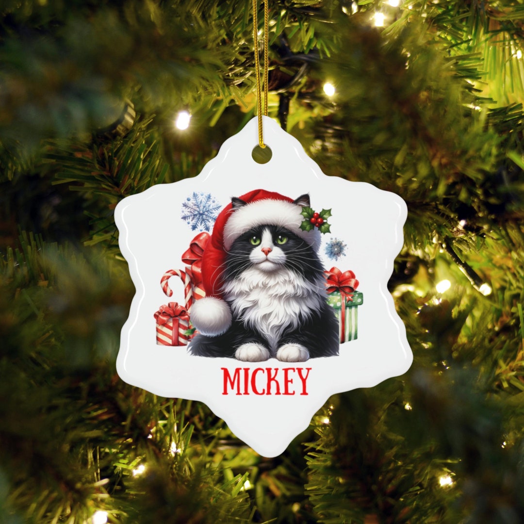 Personalized Tuxedo Cat Christmas Ornament, Custom Ceramic Keepsake - Etsy