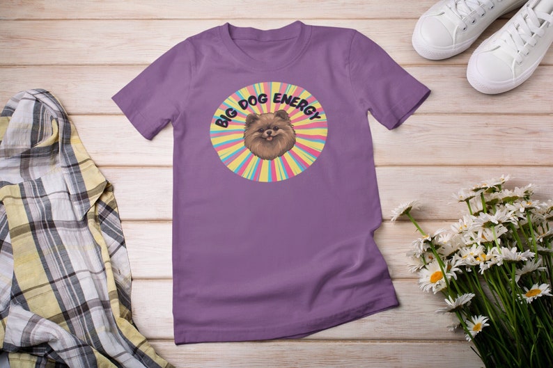 Big Dog Energy Pom Lovers Tshirt Funny Pomeranian Dog Mom Gift Gender