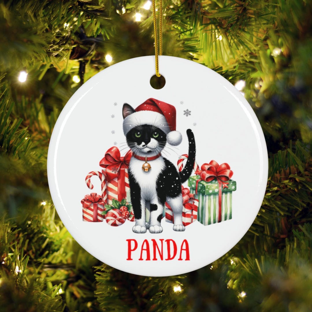 Personalized Tuxedo Cat Christmas Ornament, Festive Pet Lover Gift - Etsy
