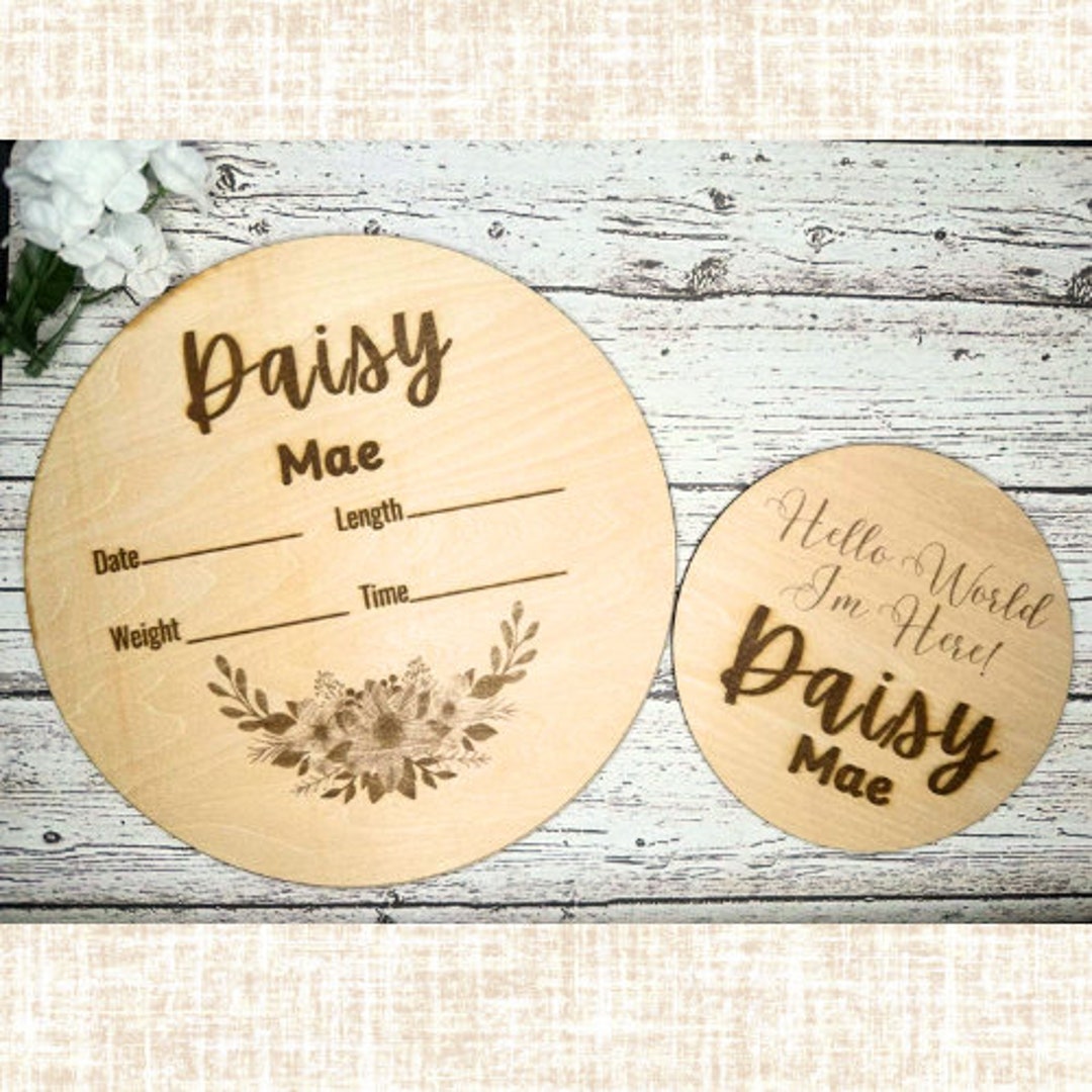 Baby Name Rounds Personalized Birth Announcement Wooden Rounds | Custom Baby Name Sign ...