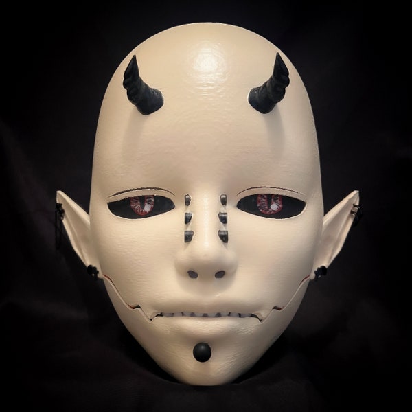 Goth Demon Articulated Mask with Horns and Fangs