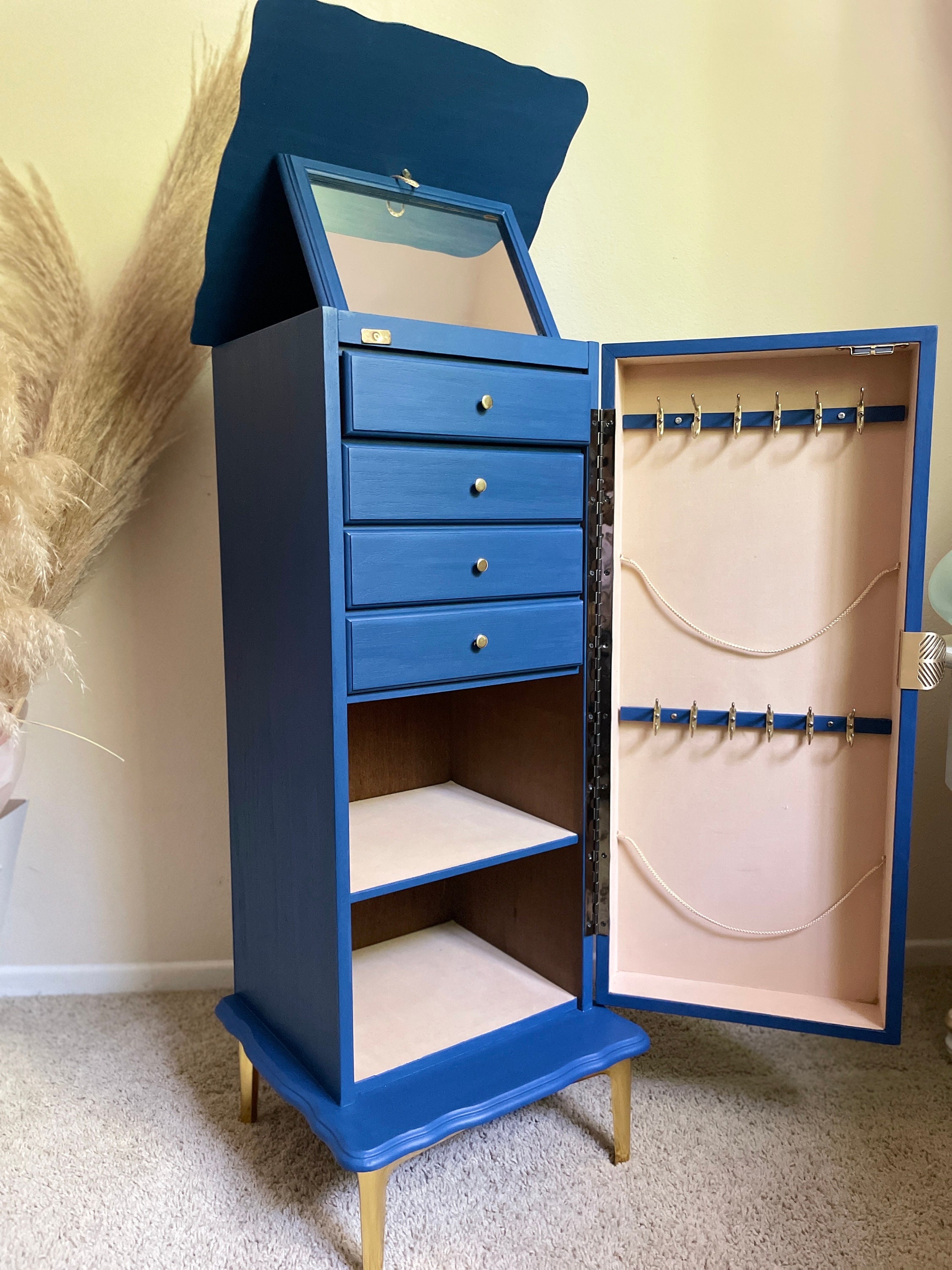 Blue Jewelry Armoire Etsy